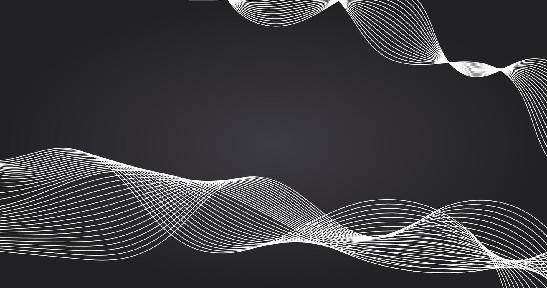 Abstract background with dynamic waves illustration. Black and white. vector