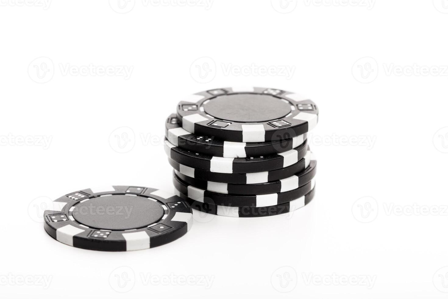 Stack of poker chips isolated on white background photo