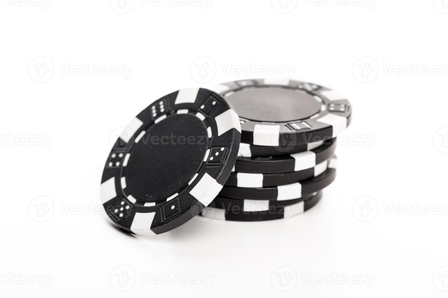 Stack of poker chips isolated on white background photo
