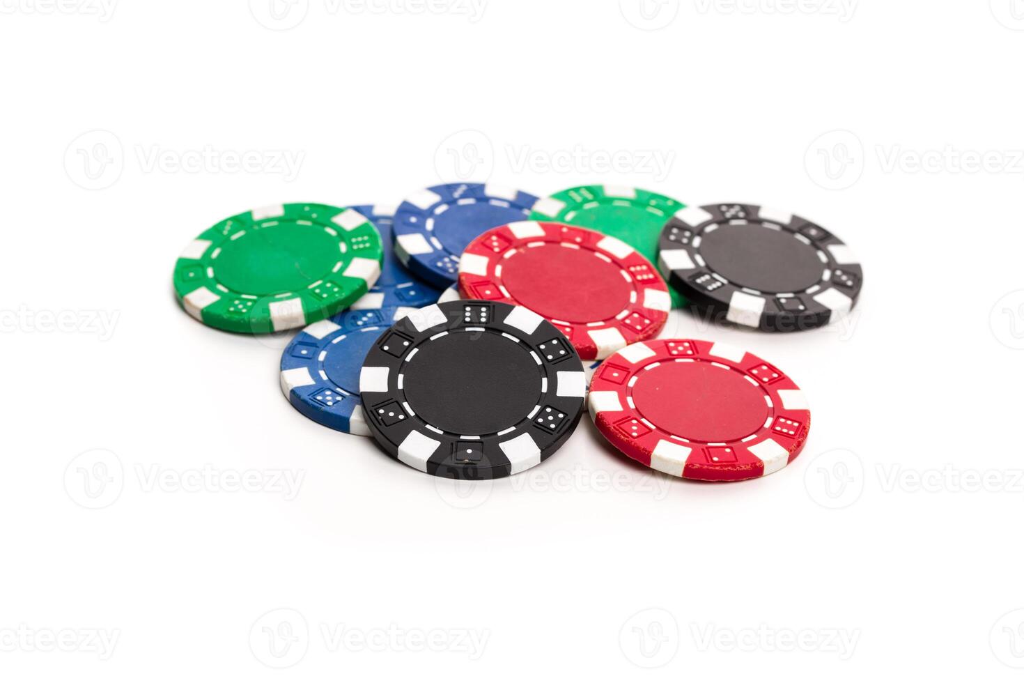 Stack of poker chips isolated on white background photo