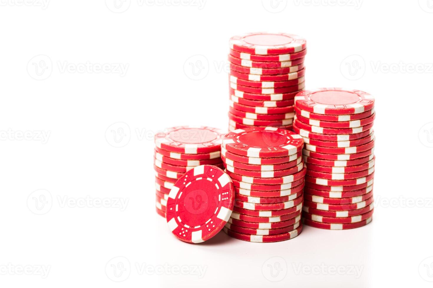 Stack of poker chips isolated on white background photo