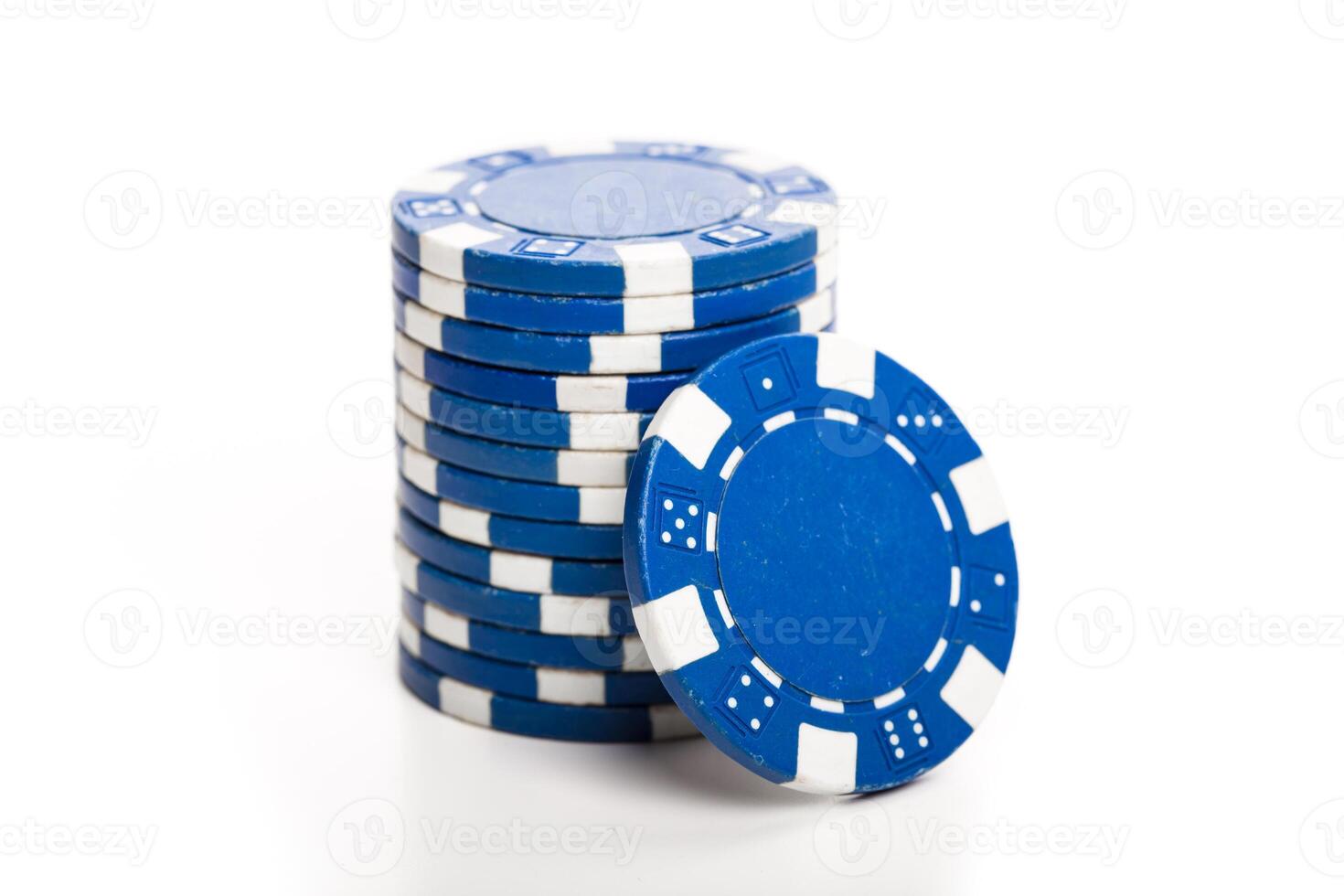 Stack of poker chips isolated on white background photo