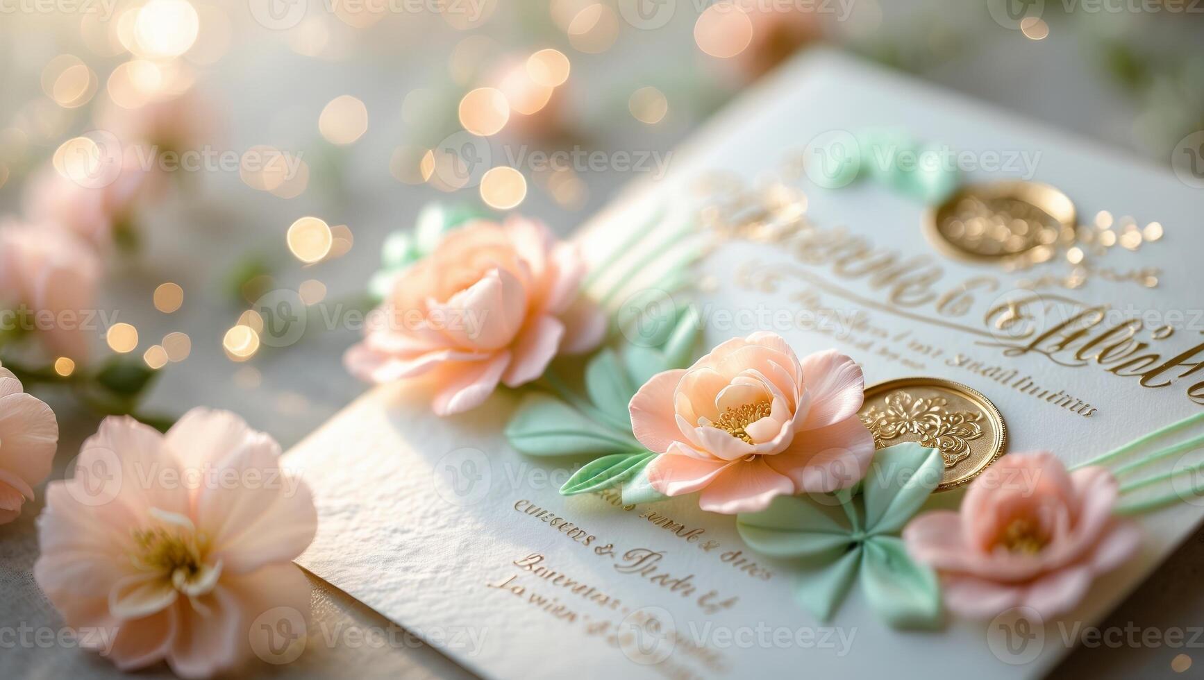 Elegant floral invitation card with delicate details and soft lighting for a celebration photo
