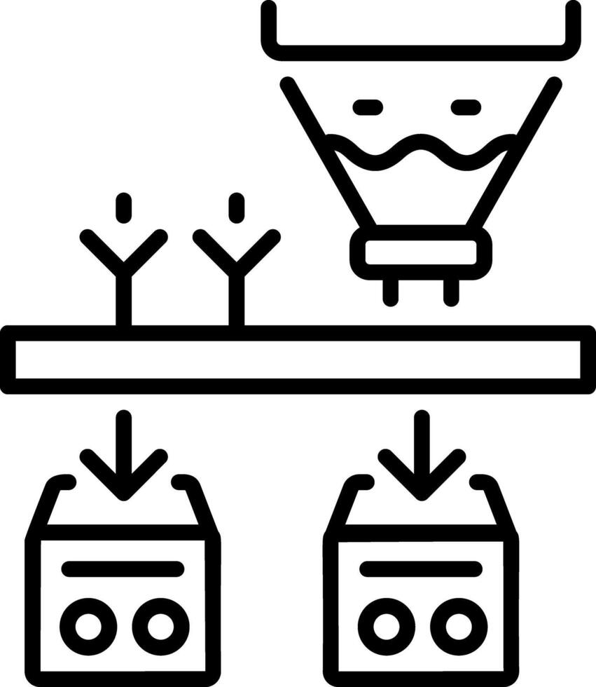 Linear icon of an industrial sorting machine vector