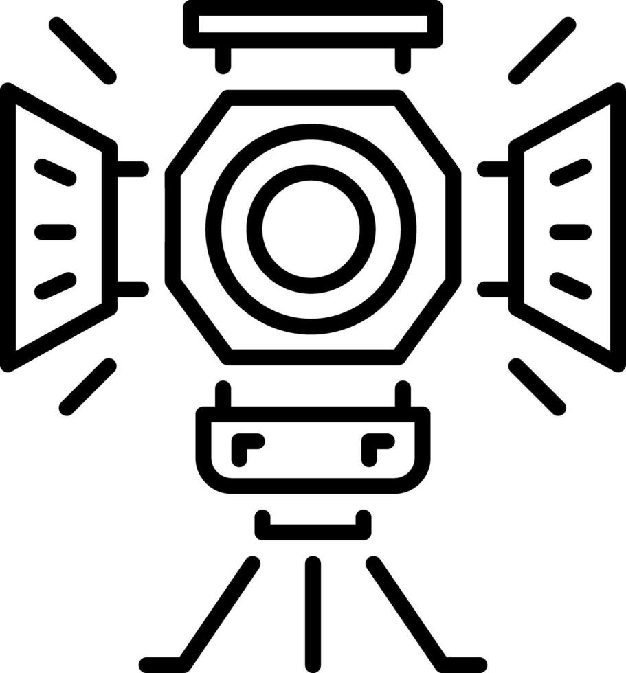 A linear icon depicting camera light stand vector