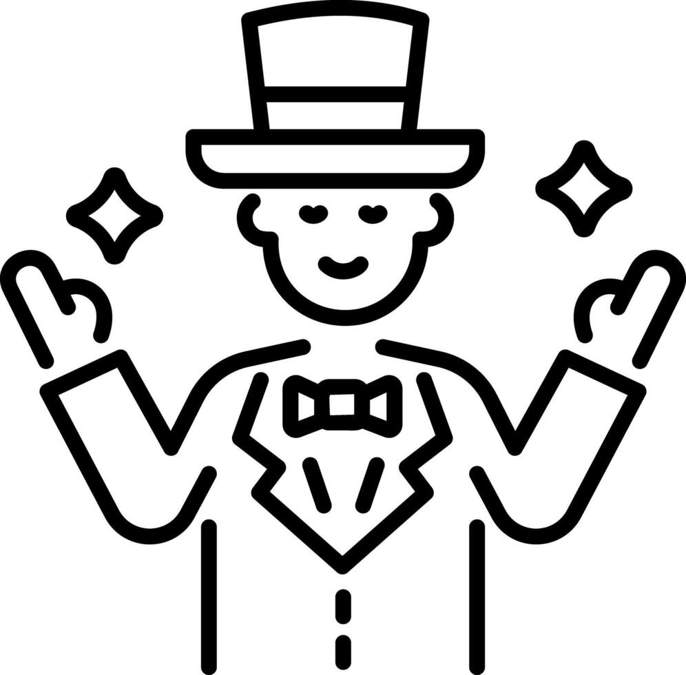 A linear icon of character wearing magician costume vector