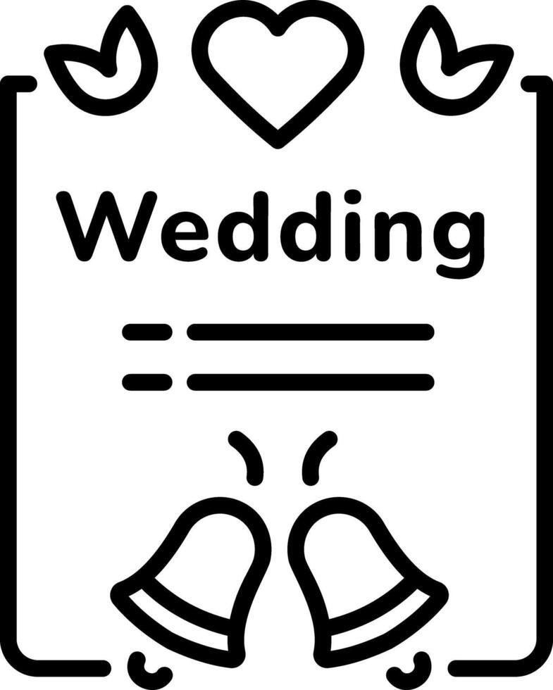 Linear icon of a lovely wedding invitation vector