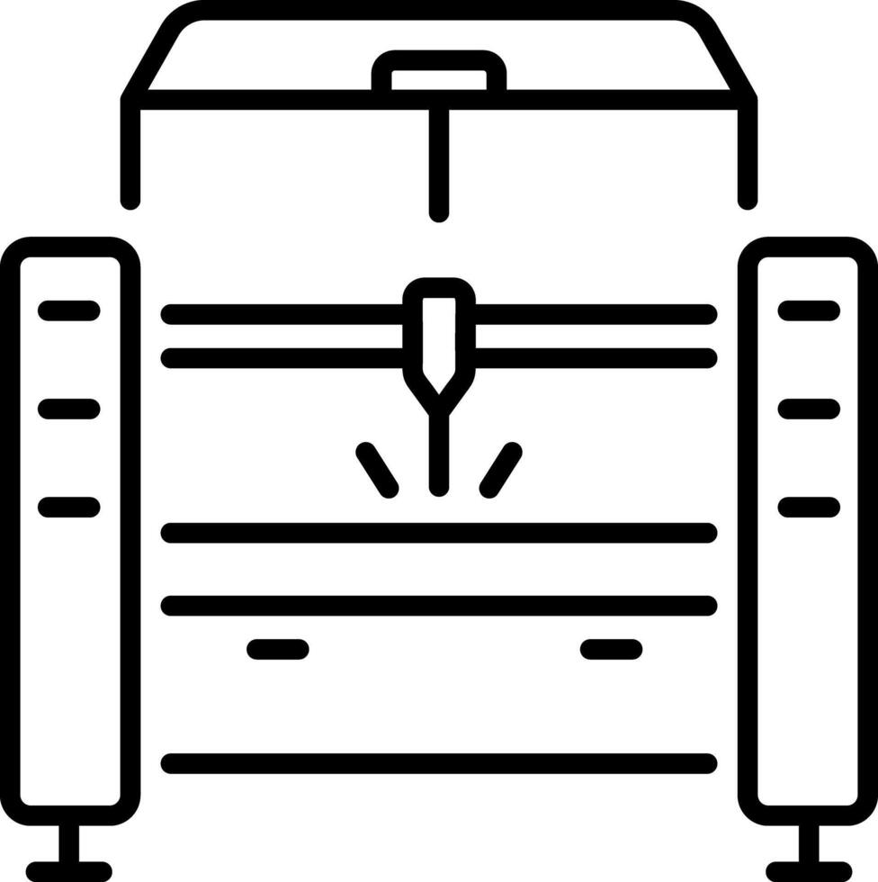 Outline icon depicting laser cutting technology vector