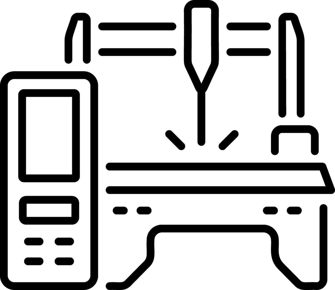 Cnc controller machine, line style icon vector