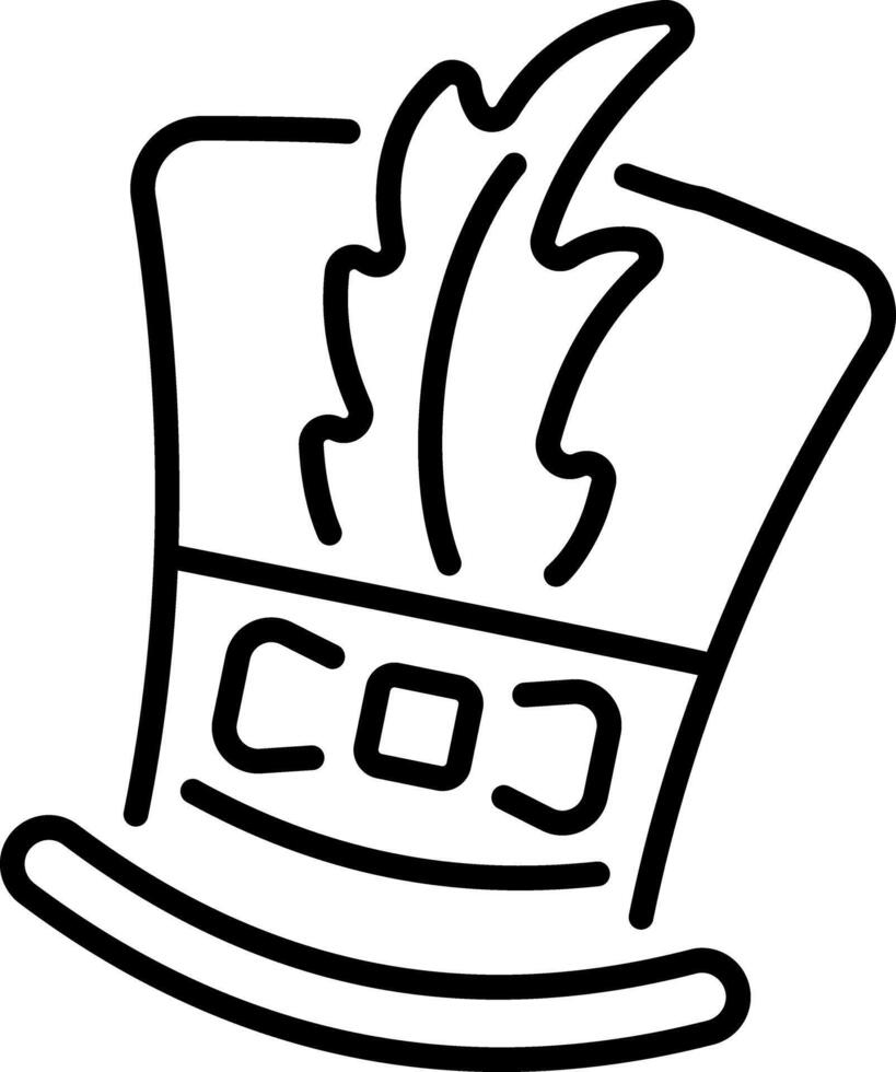 Magic hat with a quill, linear icon vector