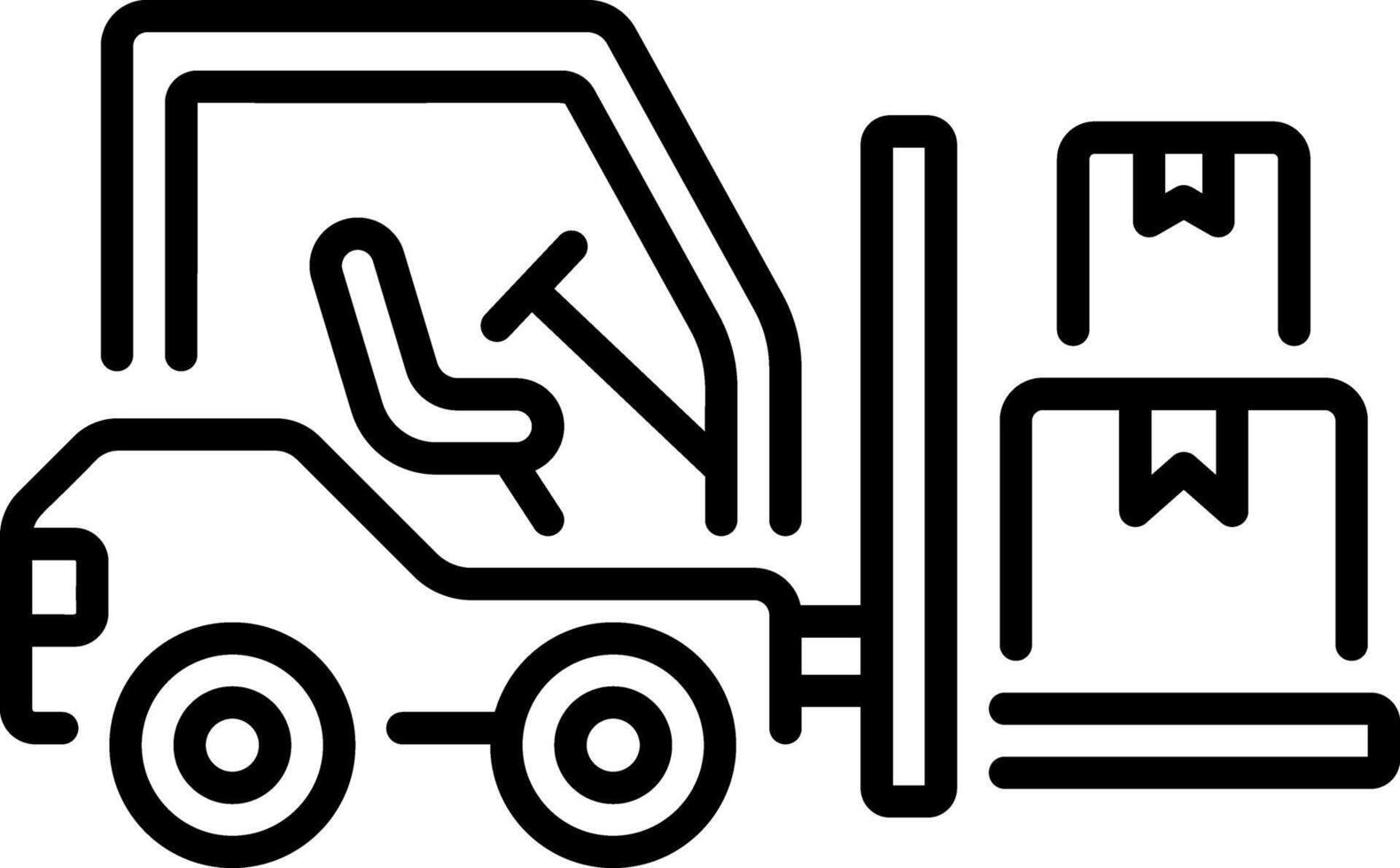 Forklift truck carrying boxes pile, line style icon vector