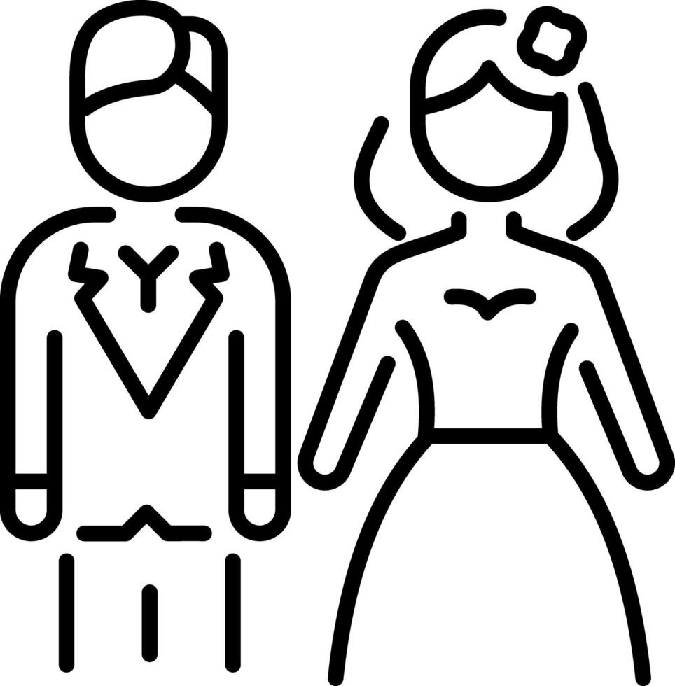 A line style icon of married couple vector