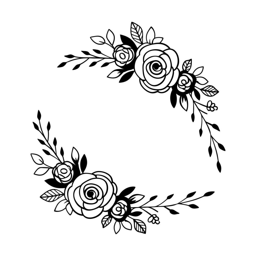 Lush Floral Border with Roses vector