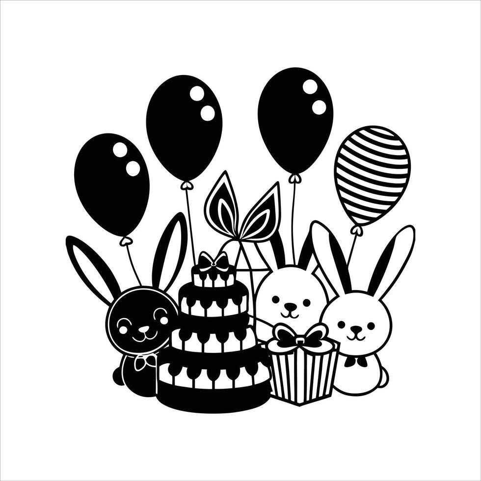 Adorable Bunny Happy Birthday Design vector