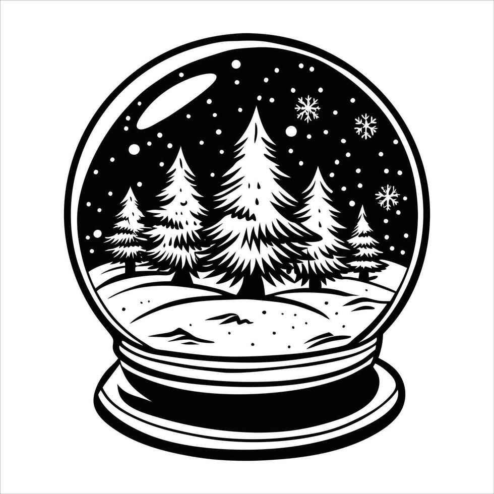 Snowy Scene in a Globe vector