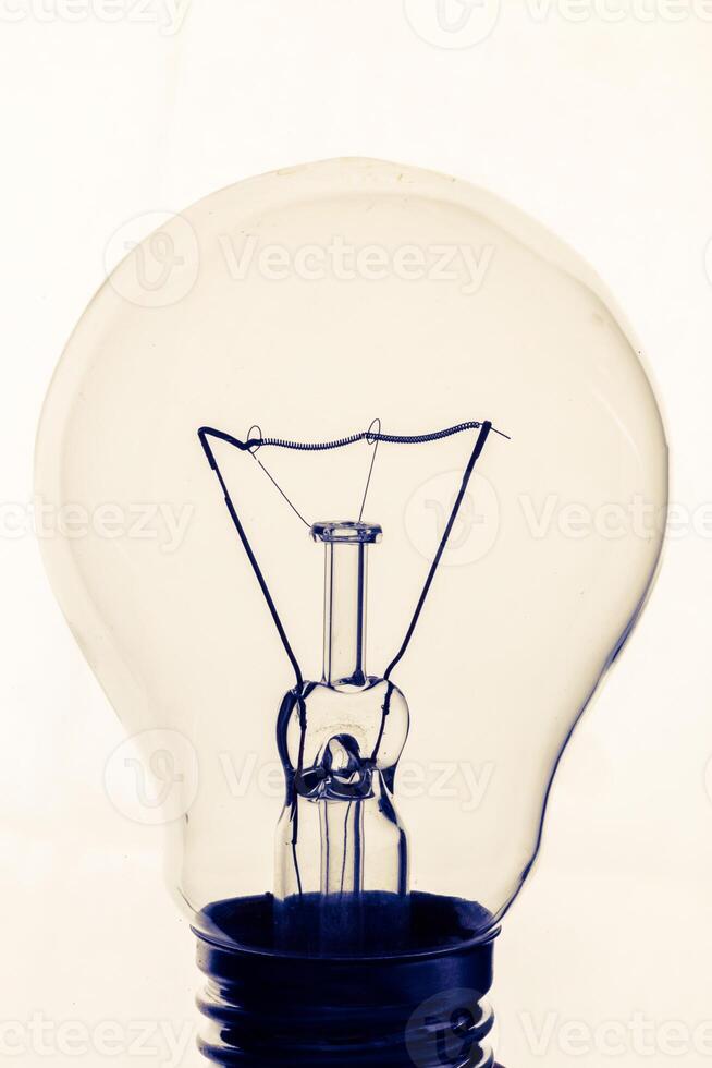 Lightbulb on white background, close up shot photo