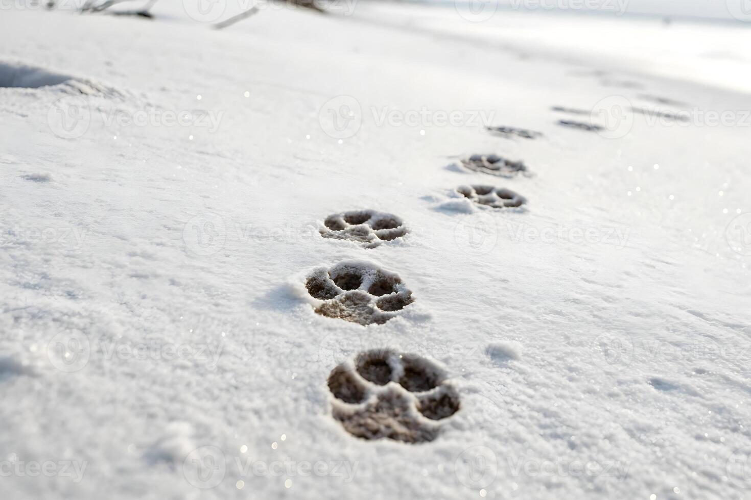 dog paw prints in the snow photo
