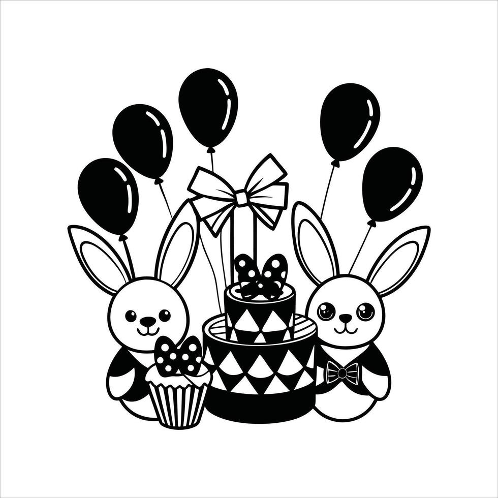 Cute Bunny Birthday Clipart vector