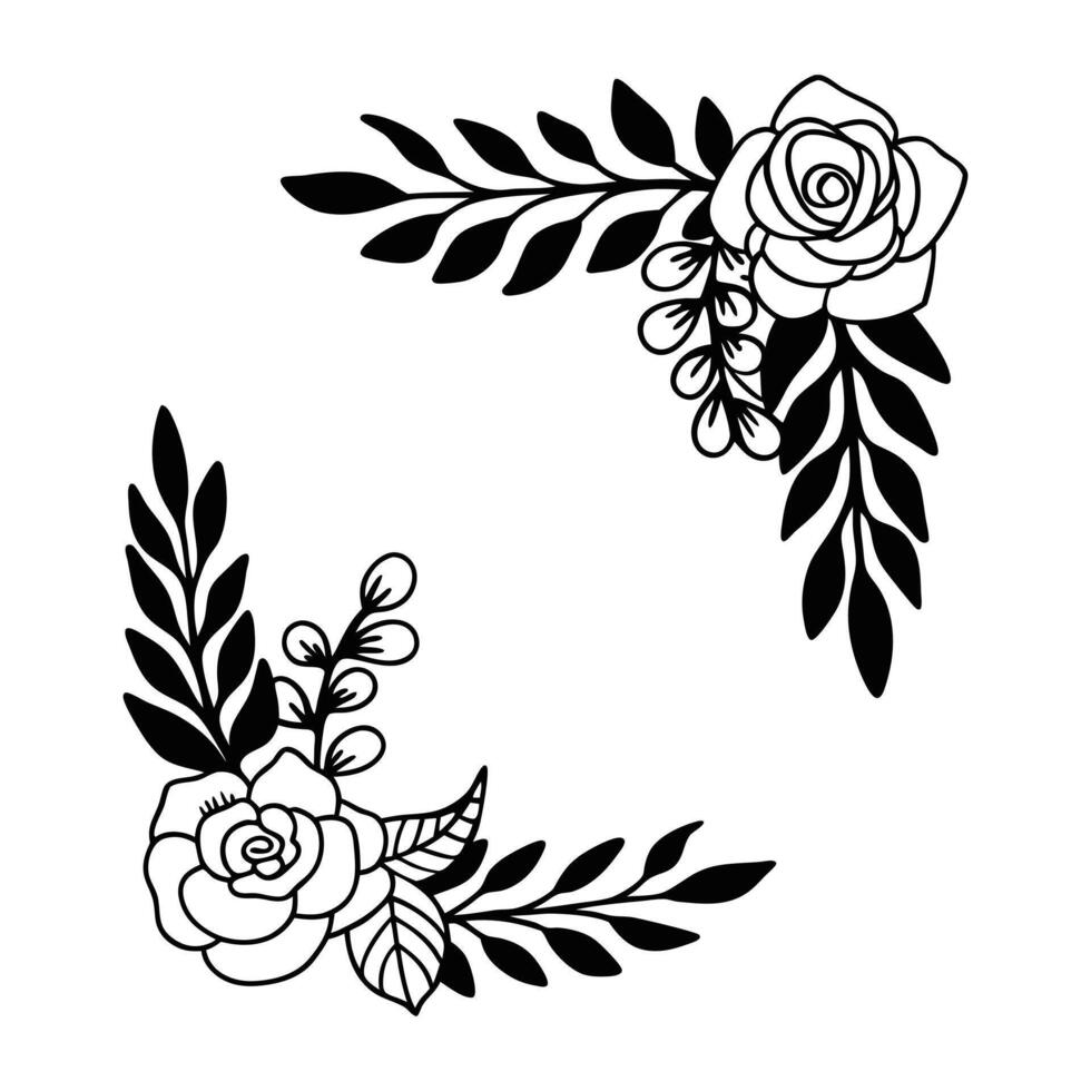 Vintage Rose and Laurel Leaf Border vector