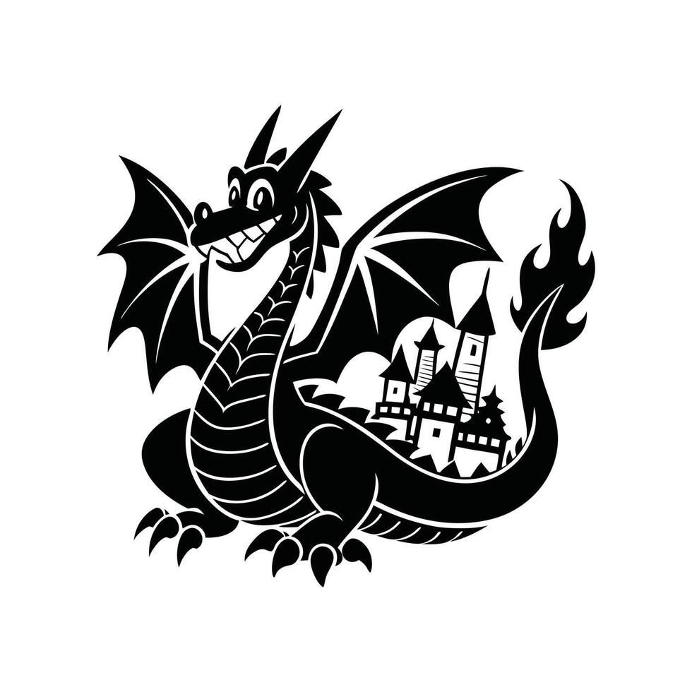 Whimsical Fantasy Dragon Art vector