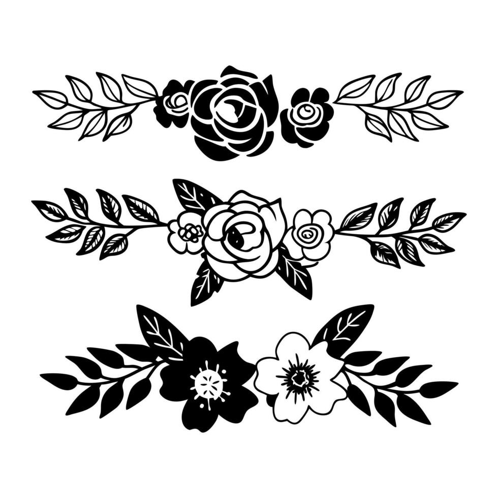 Beautiful Rose and Leaf Border Design vector