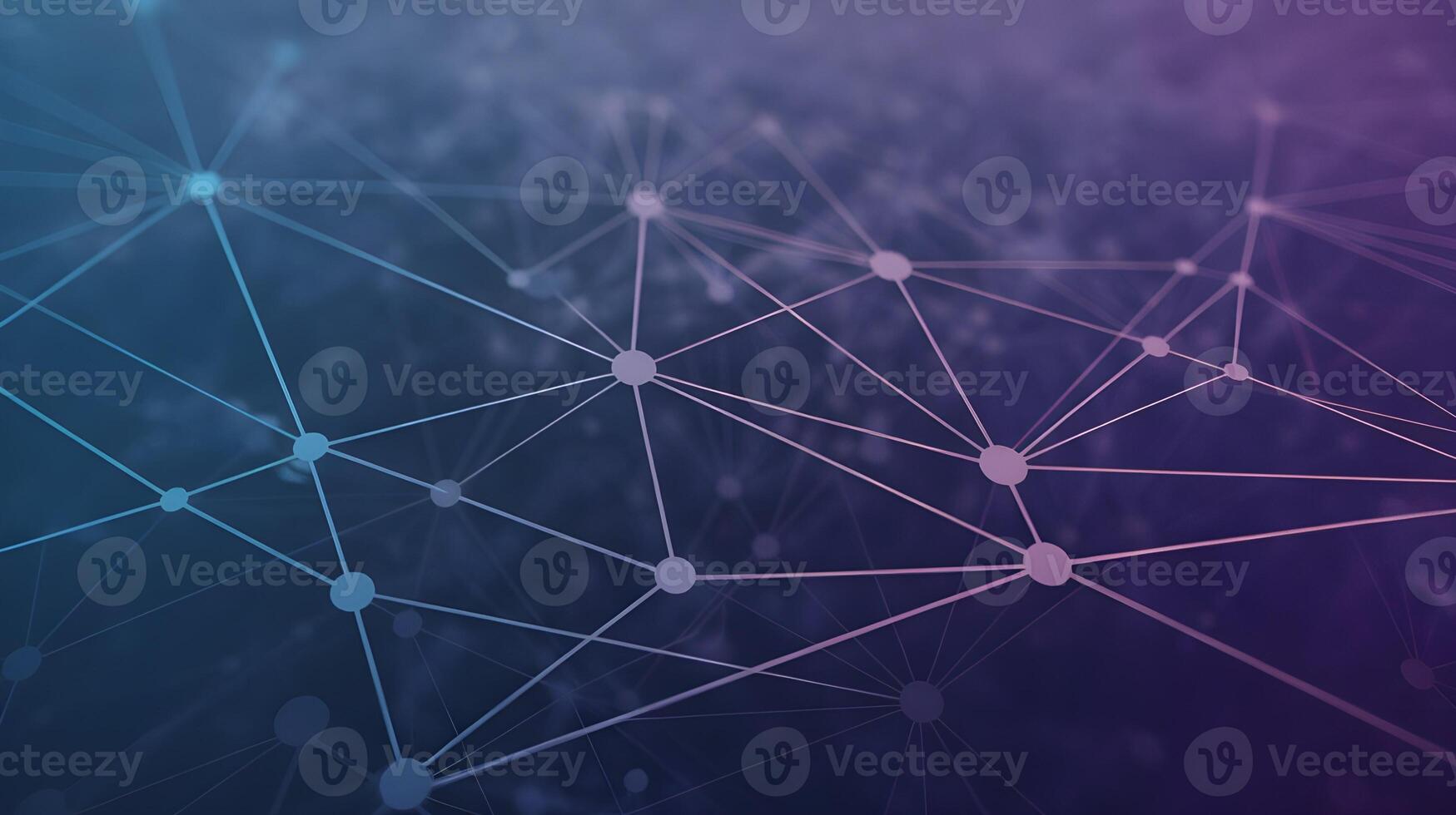 Abstract polygonal network of connected dots and lines in shades of purple and blue creates a modern tech feel. photo