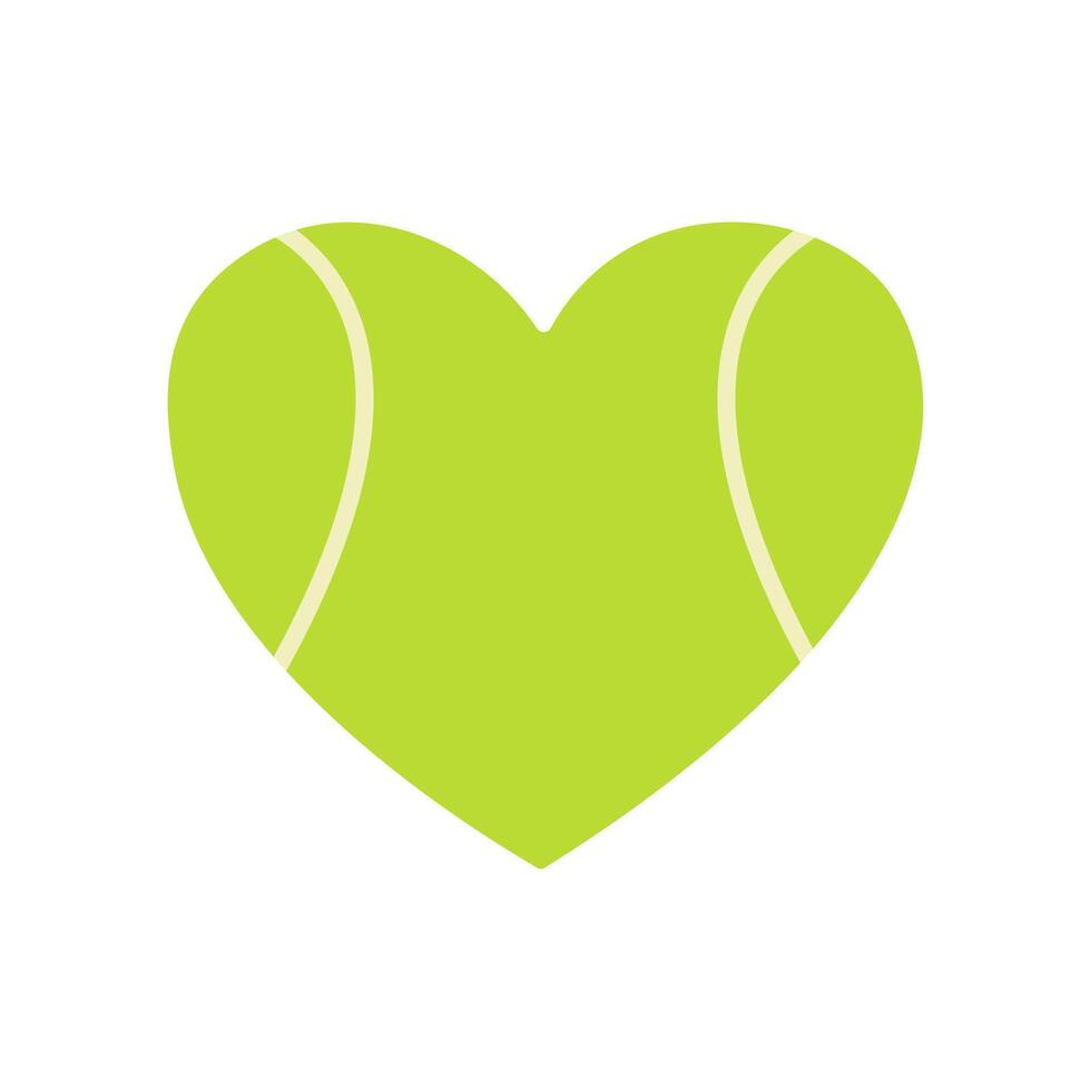 Heart in tennis ball colors, isolated on white background, simple sports symbol for game, competition, and recreation vector