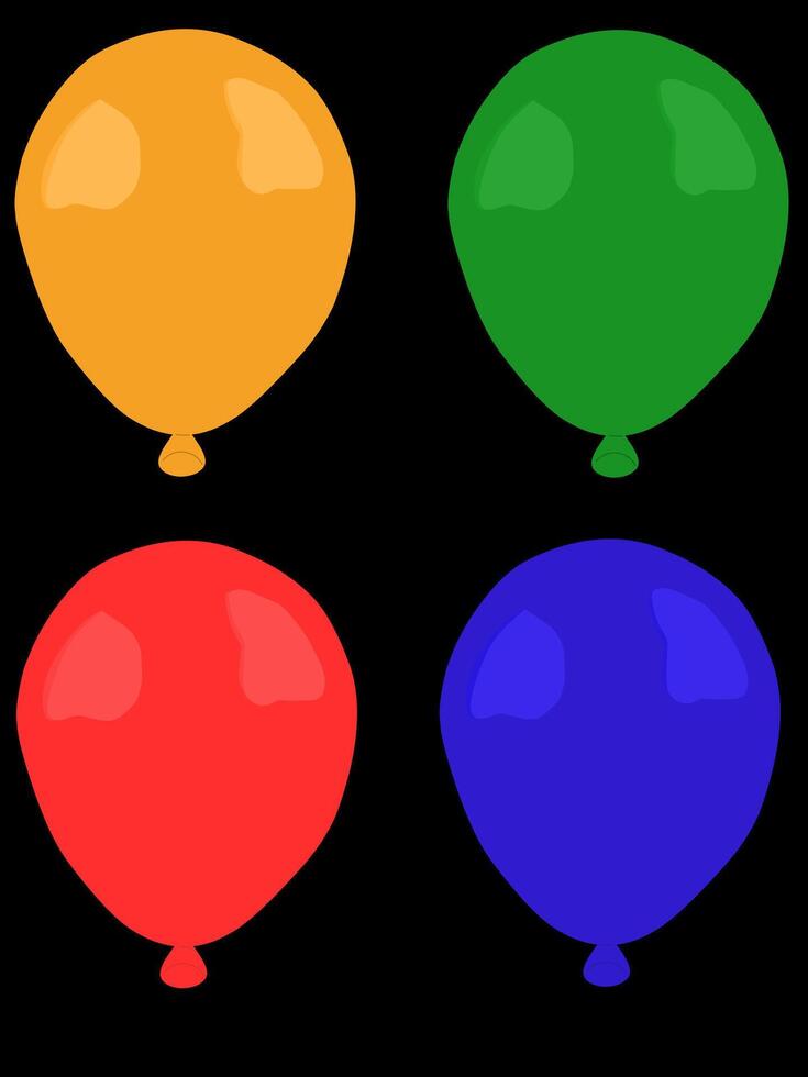 Four colored balloons on a black background vector