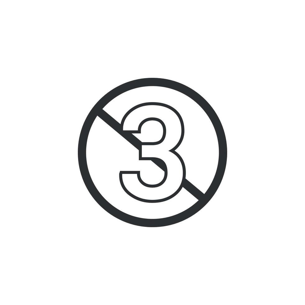 A illustration of a flat design warning against up to three uses. vector