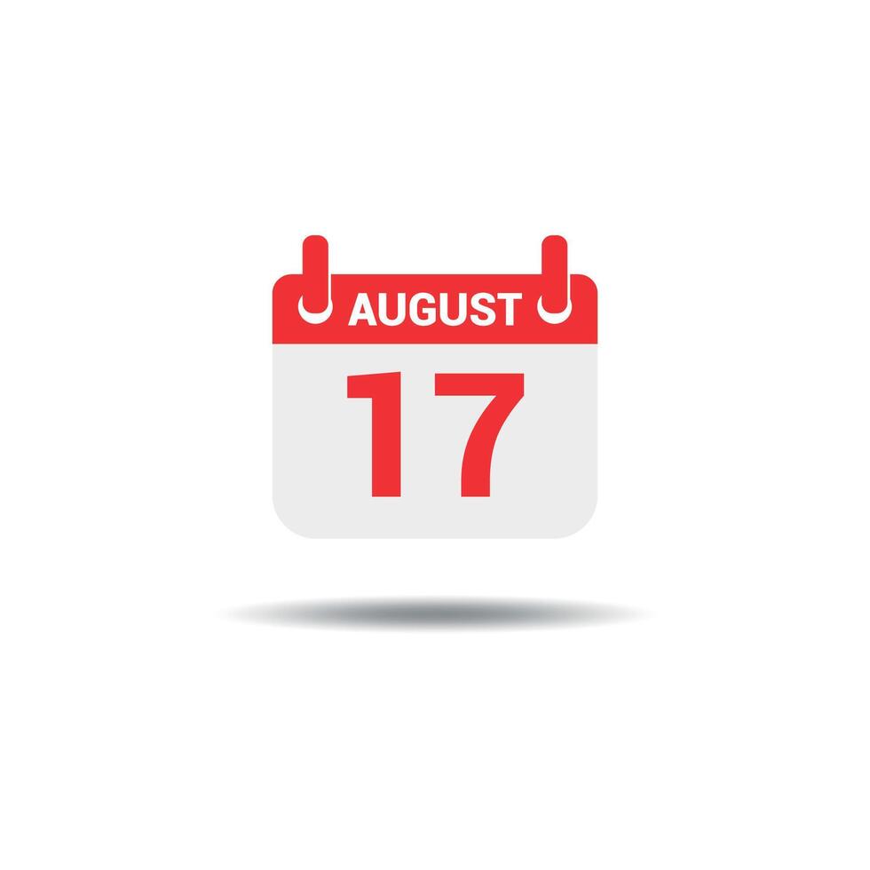 illustration flat calendar design, 17 august, indonesia independence day theme. vector