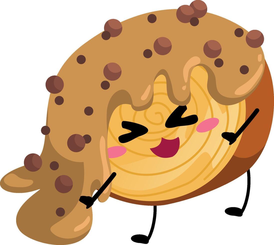choco cereal cute character rolled croissant vector