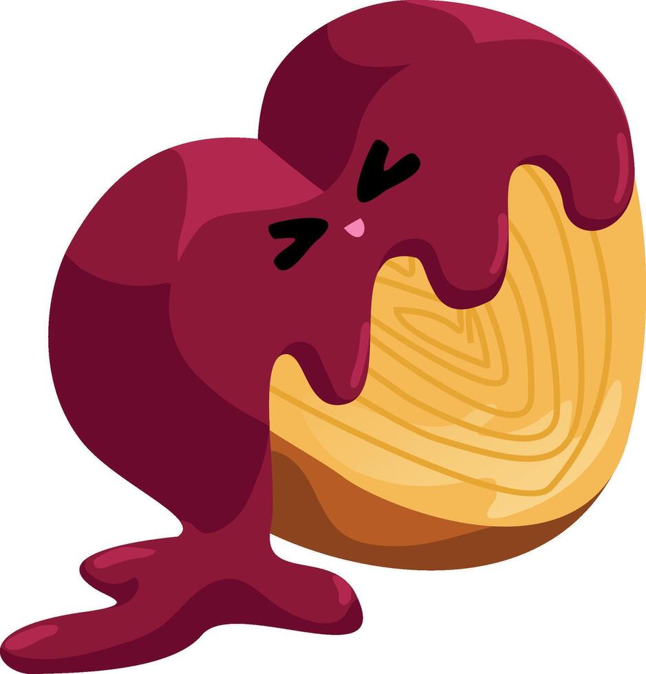 red velvet character love rolled croissant vector