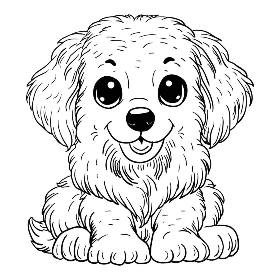 a cute puppy coloring page for kids vector
