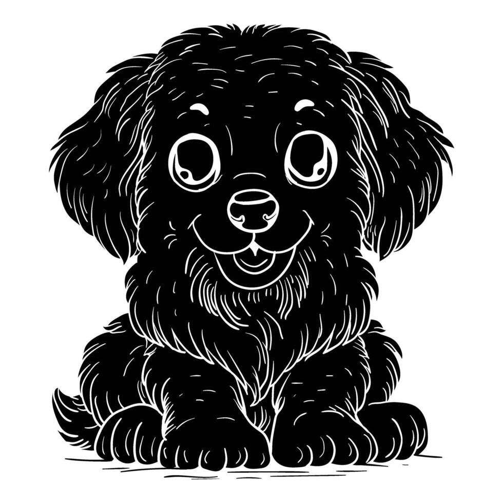 black and white illustration of a puppy vector