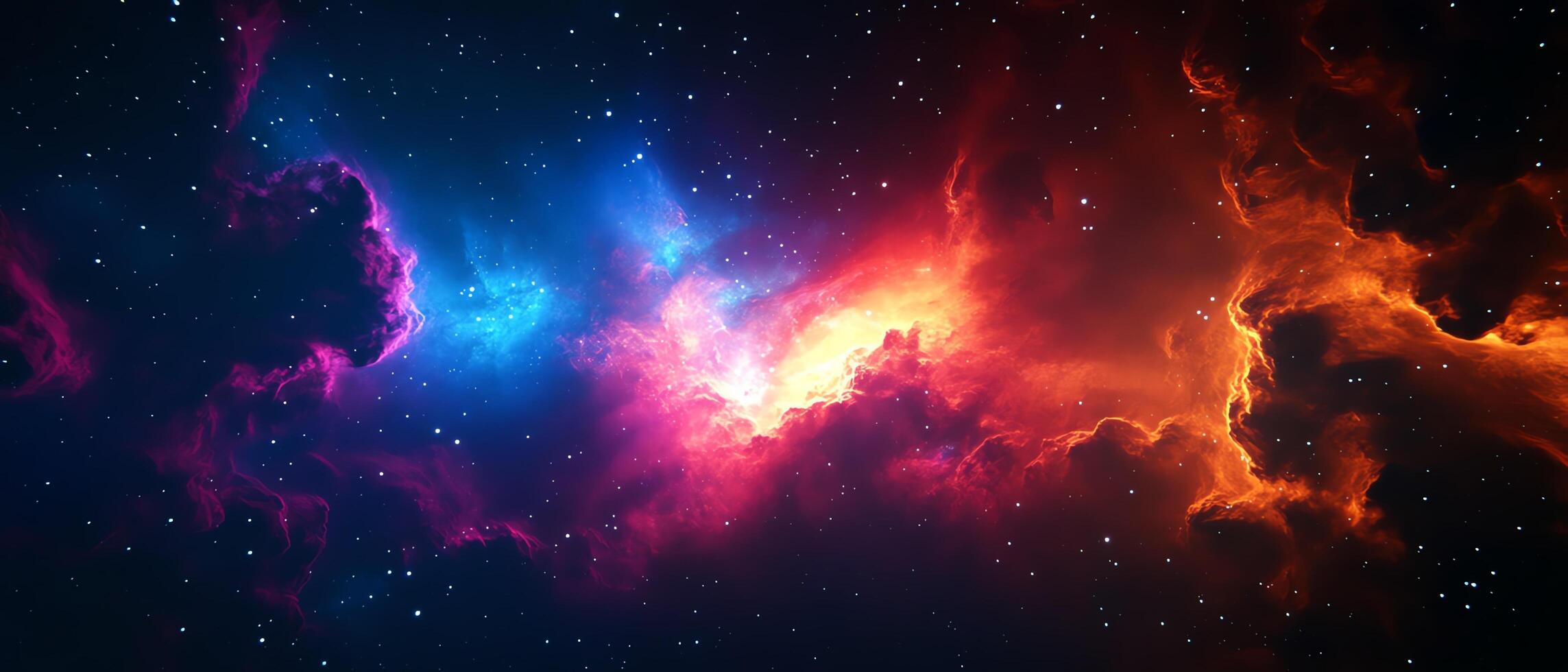 Vibrant cosmic nebula with colorful gases. photo