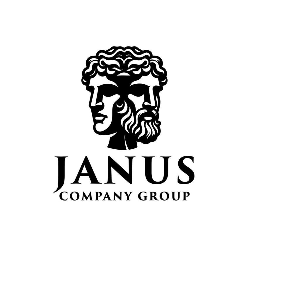 Janus Greek Two Faces Sculpture Ancient Roman Myth logo design vector