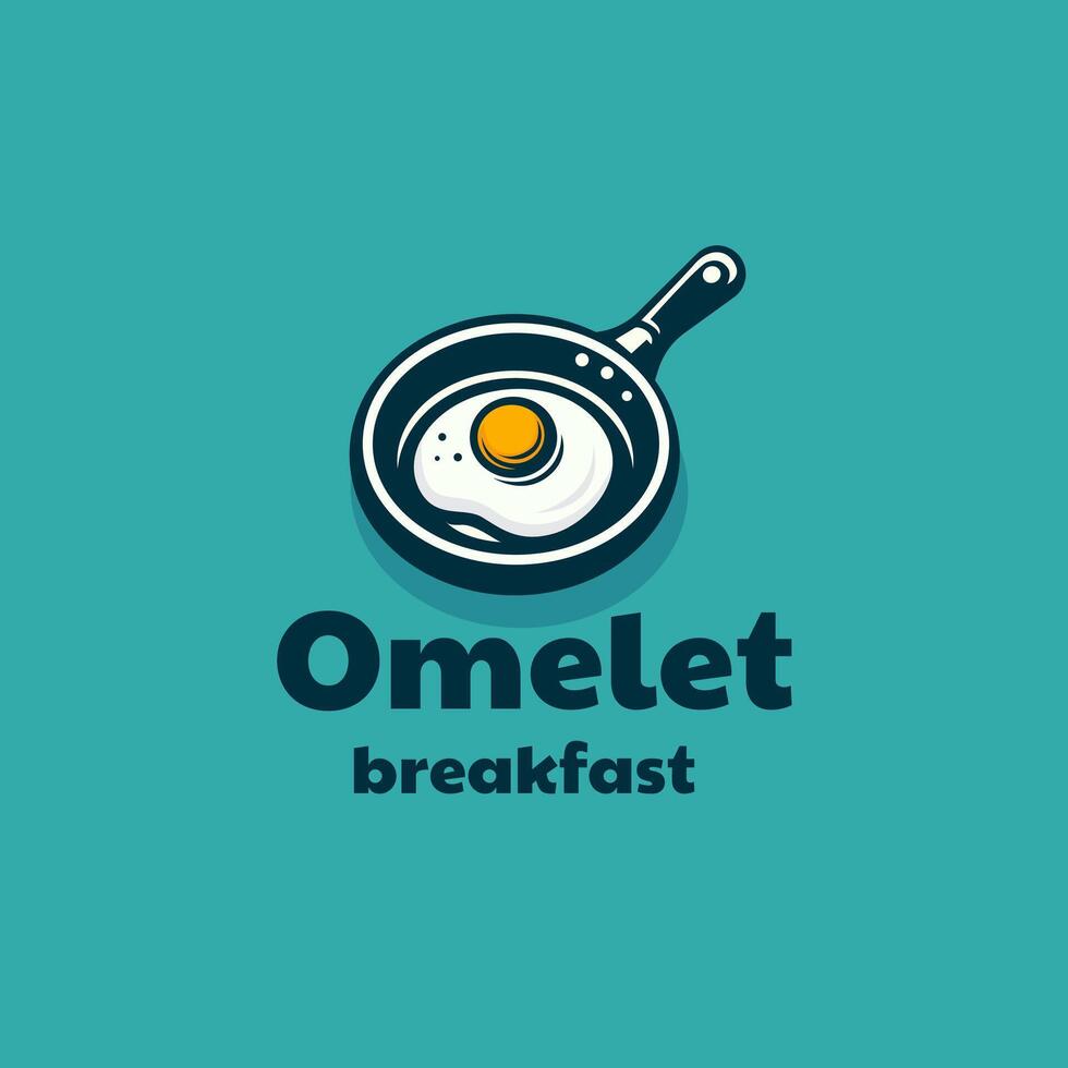 omelet Egg and Pan Skillet Cast Iron for Breakfast logo design vector