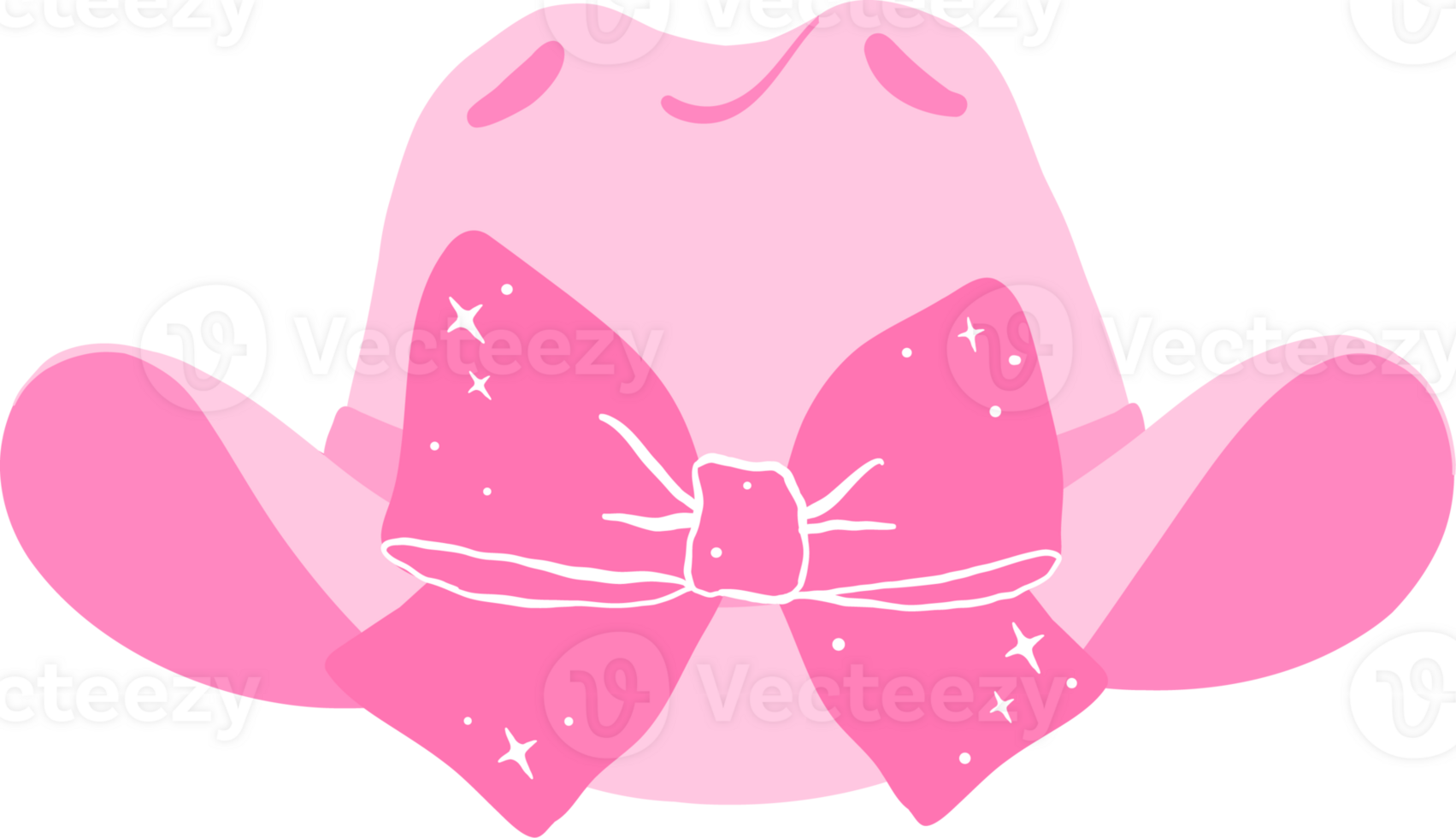 Coquette Pink Cowgirl Hat with Pink Cheer Bow Flat Design png
