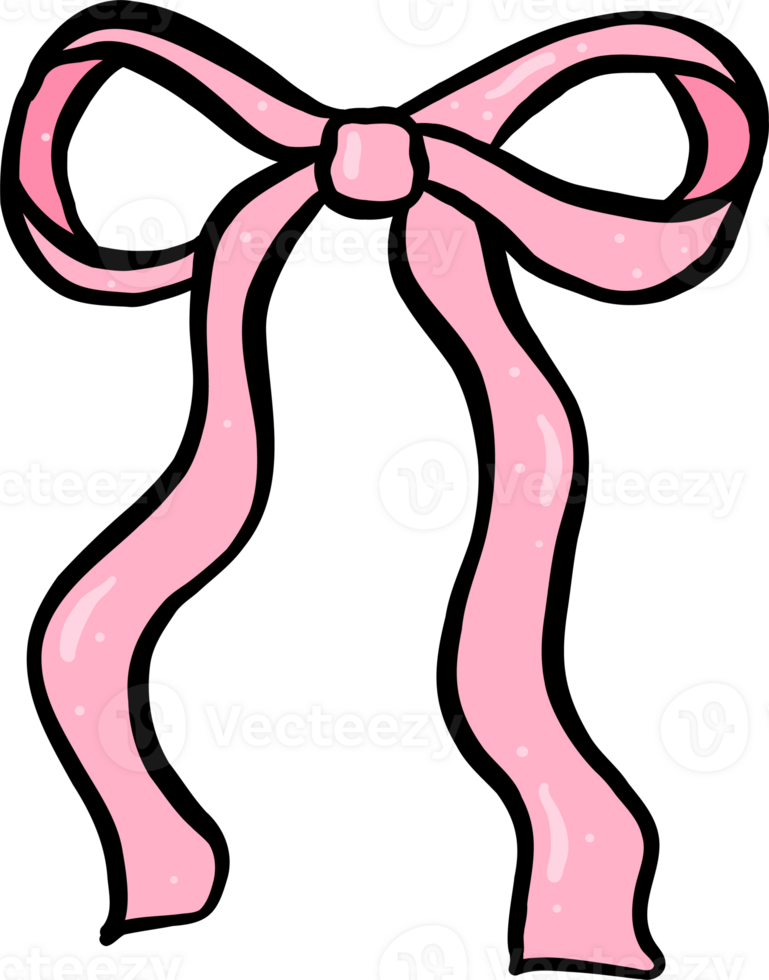 Cute Pink Coquette Ribbon Bow Hand Drawn Doodle png