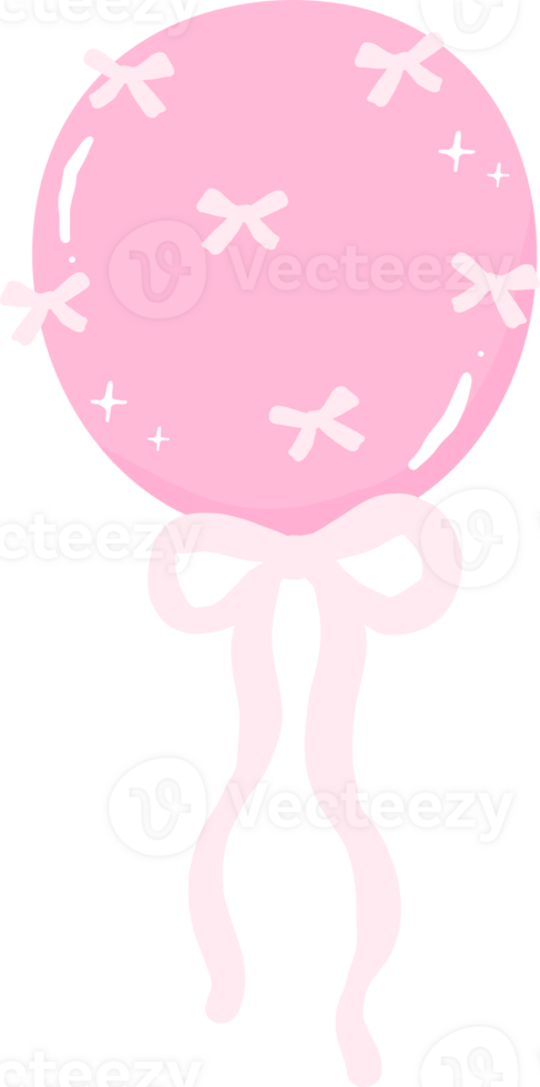 Coquette Birthday Pink Balloon with Bow wireless png