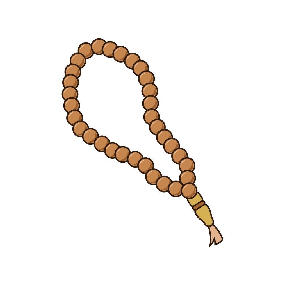 Simple tasbih muslim player beads cartoon illustrations religion icon vector