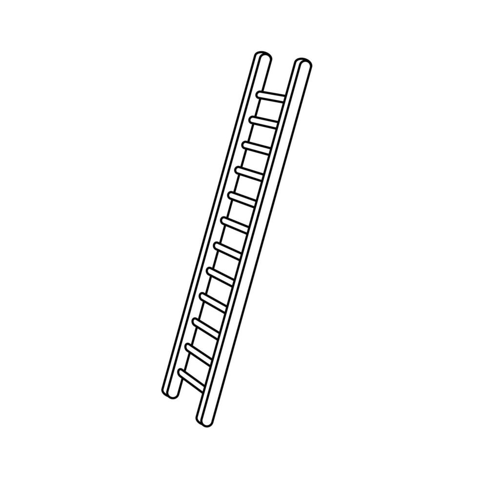 Hand Drawn Ladder Outline, Black and White Sketch Illustration. vector