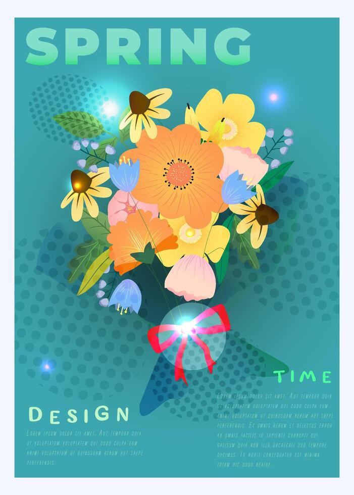 Flowers background. Inscription in flowers. Typography poster design. Print, label, cover or t-shirt print design. Spring vector