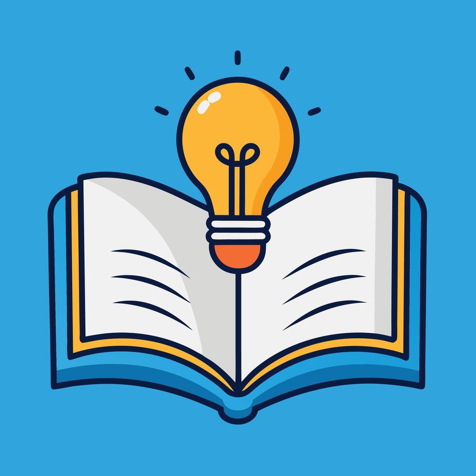 Knowledge Concept Open Book and Lightbulb Illustration vector
