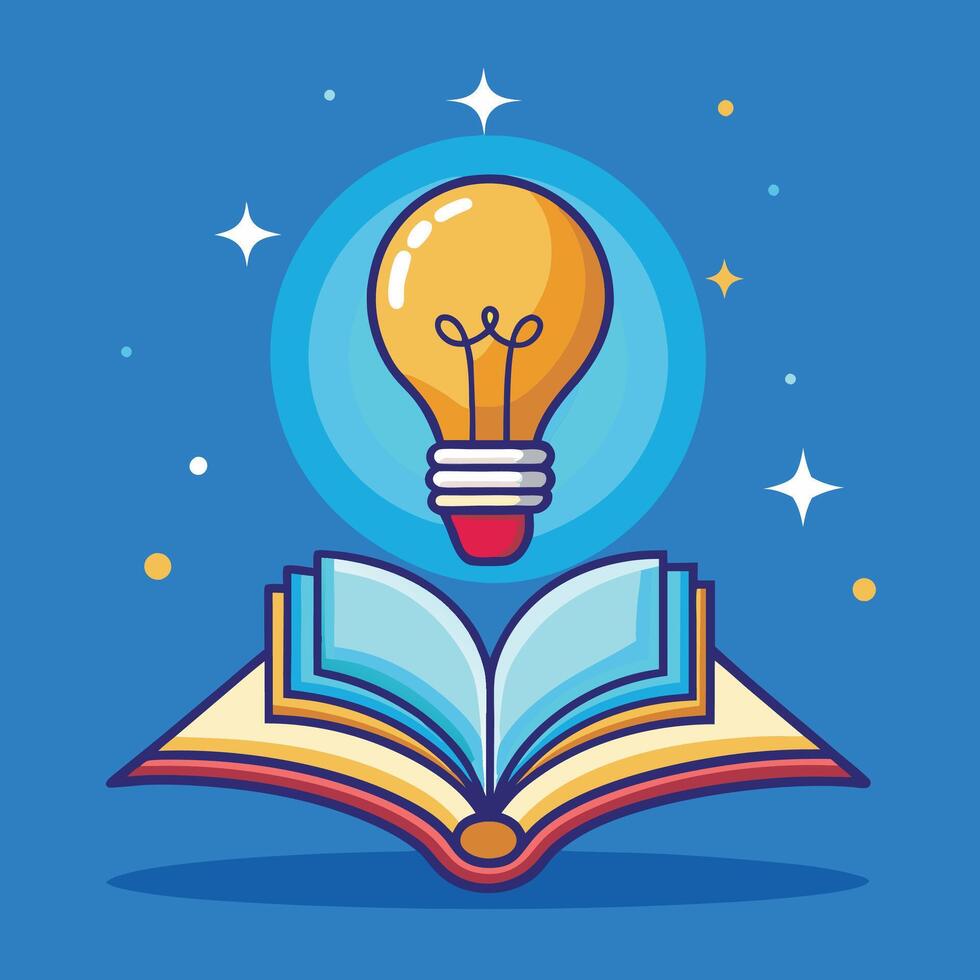 Book with Bright Lightbulb Inspiration vector