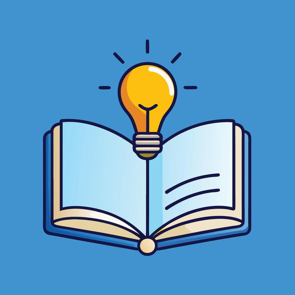 Open Book and Idea Lightbulb Illustration vector