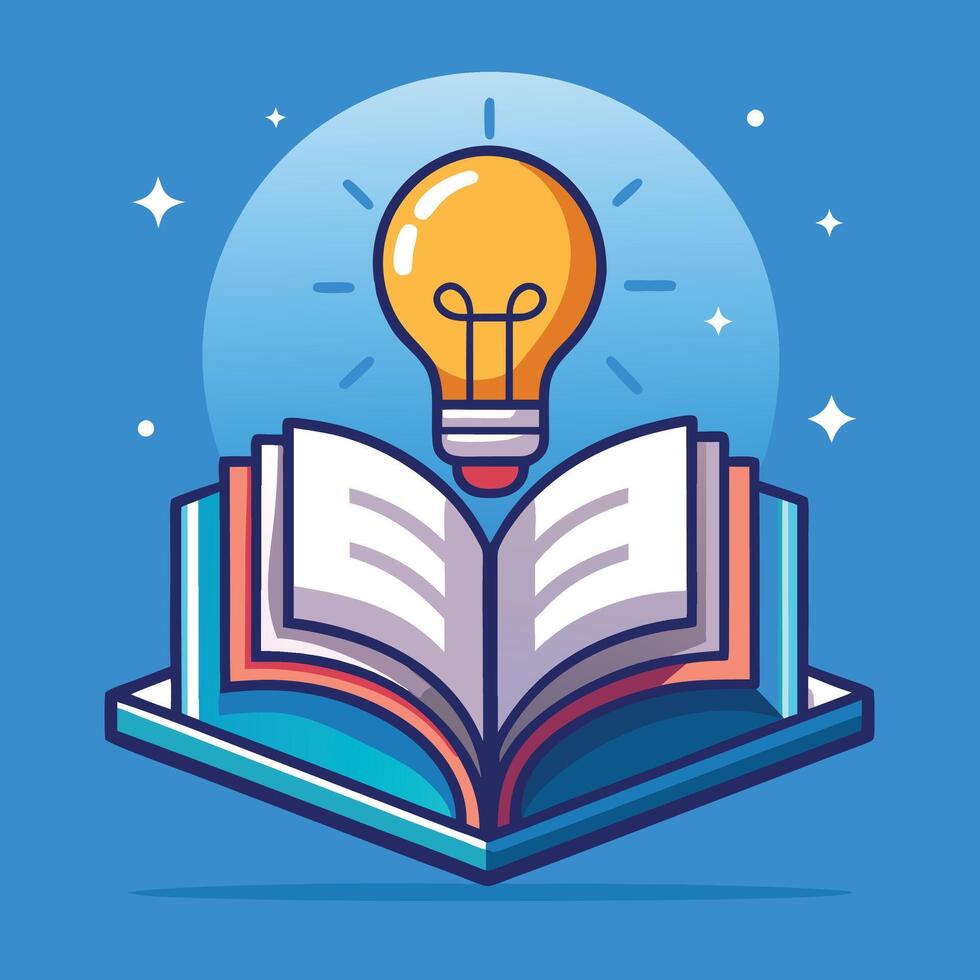 Flat Style Open Book and Lightbulb vector