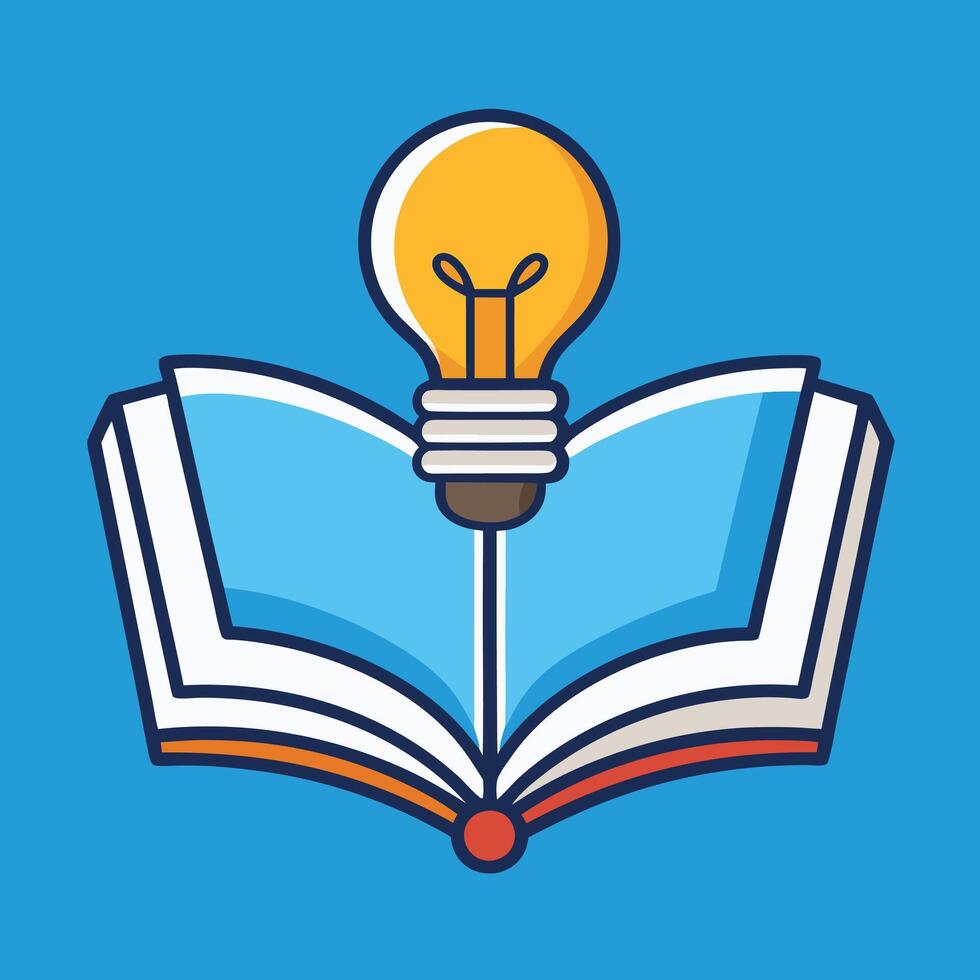 Open Book with Lightbulb Symbolizing Learning Idea vector