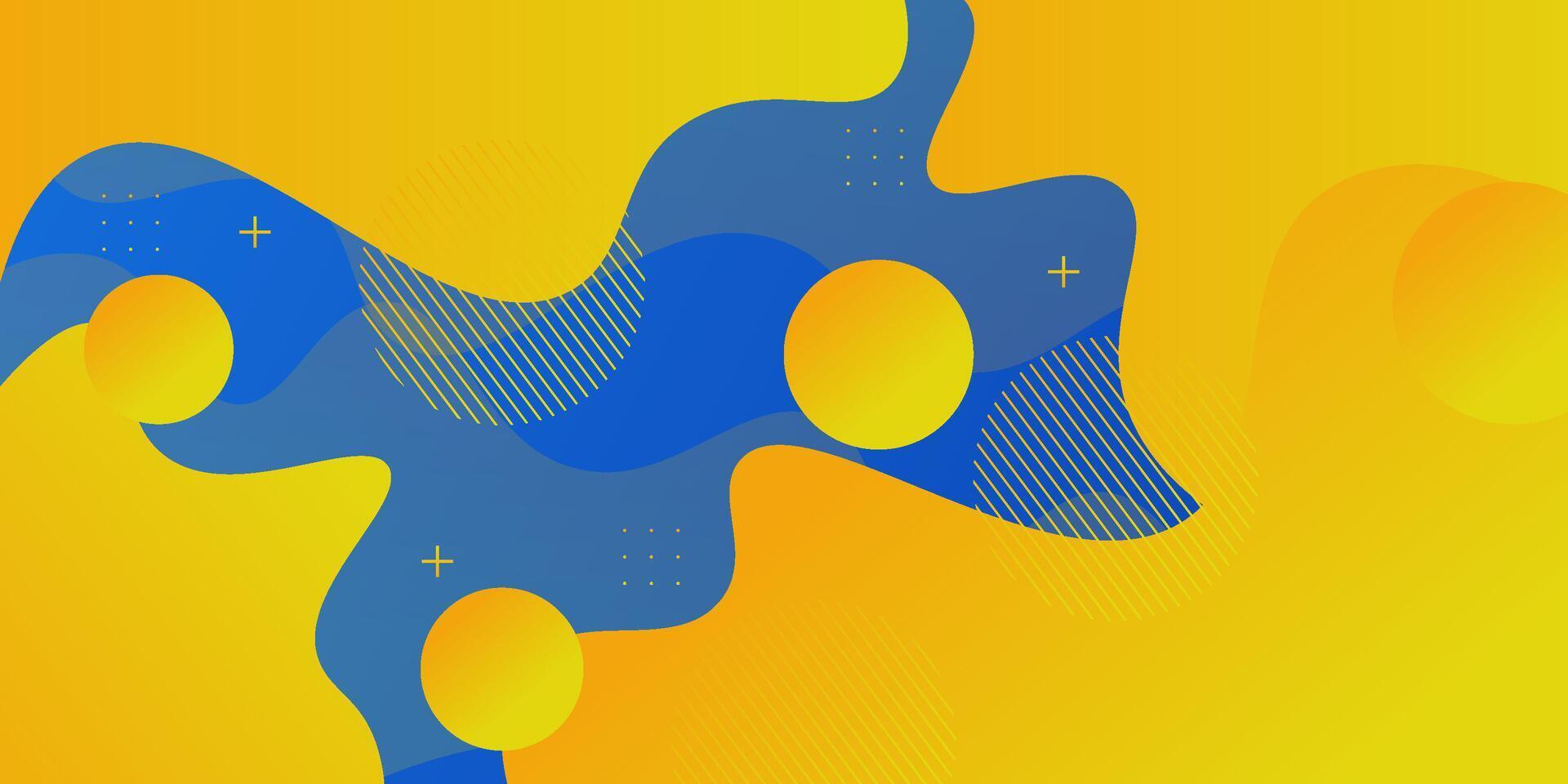 Orange and blue geometric business banner design. Creative banner design with wave shape and circle background for template. Simple horizontal banner. Eps10 vector