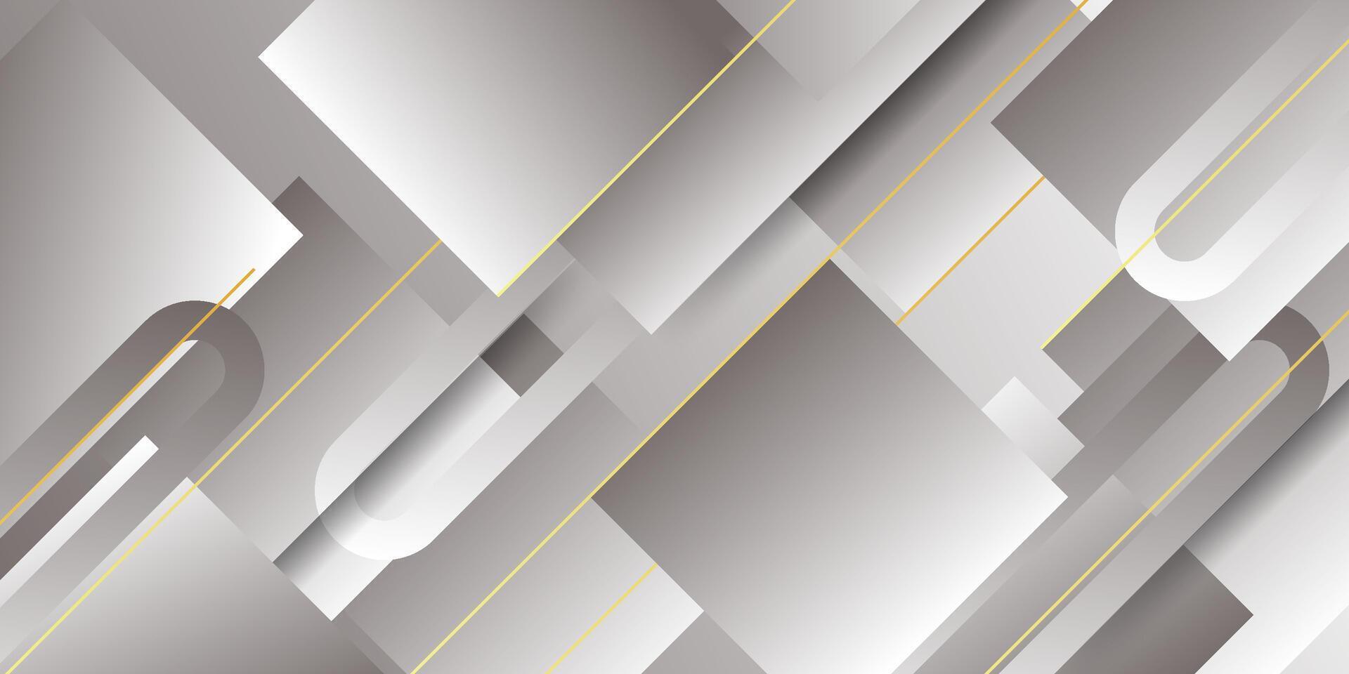 Abstract grey futuristic design, energy technology concept background. Overlapping squares with gold overlay line pattern. Eps10 vector